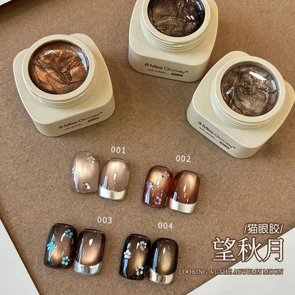 Brown Gold Light Glass Bead Cat Eye Gel Nails Polish 5ml Canning Semi Permanent Soak Off UV Nail Gel Magnetic Gel For Nail Salon