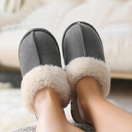 Kidmi Winter Women Fuzzy Slippers Classic Brand Fluffy House Shoes Indoor Warm Suede Cozy Slippers Casual Non-slip Cotton Shoes