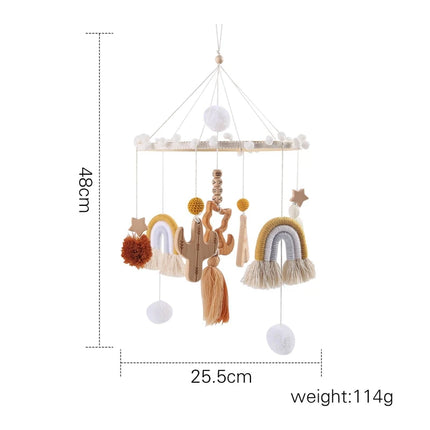 Baby Wooden Bed Bell Cartoon Rabbit Mobile Hanging Rattles Toy Hanger Crib Mobile Bed Bell Wood Toy Holder Arm Bracket Kid Gifts