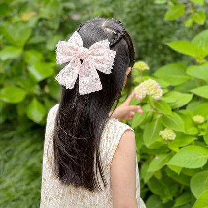 New Floral Print Bow Baby Hair Clips Korean Big Bowknot Sweet Girl Hairpins Princess Barrettes Kids Hair Accessories Photo Props