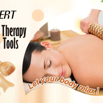 6 In 1 Wood Therapy Massage Tool Lymphatic Drainage Massager Anti Cellulite Fascia Massage Roller for Full Body Muscle relaxatio