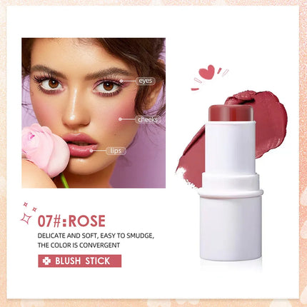QIBEST Multi-functional Makeup Balm Pearlescent Highlights Stick Cheek Blush Brighten Highlight Stick Lip Balm Contour Pen