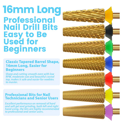 MagiBling Carbide Nail Drill Bits Cross Cut Tapered Barrel Right Left Hand Acrylic Cutter Gel Removal Manicure Tool 3/32'' 16mm