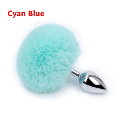 BDSM Stainless Steel Rabbit Tail Butt Plug – 7 Colors Detachable Bunny Anal Plug for Women Men, Adult Sex Toys Gift for Couples