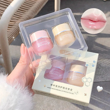 LEEINTO Honey Lip Balm Set Moisturizing Lip Balm Day and Night