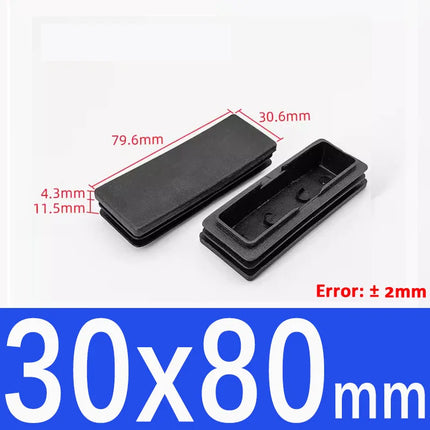 Black Plastic Square Oblong Pipe Plug 13x13mm~100x100mm Insert Table Chair Furniture Foot Cover Anti Slip Blanking End Cap