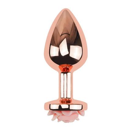 Metal Anal Plug with Rose Flower Base, Stainless Steel Butt Plug for Beginners, Petite Rose Butt Jewelry Adult Sex Toy
