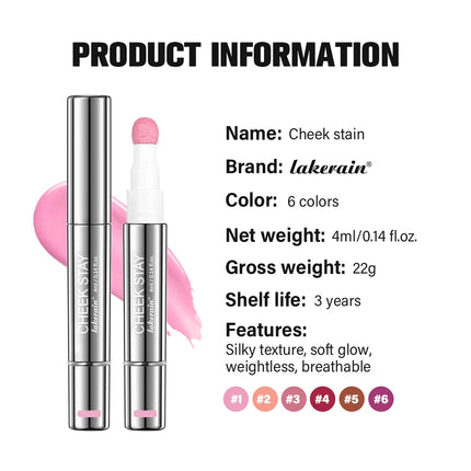 Cheek Blusher All-Day Liquid Blush Long-Lasting Buildable Ultra-Blendable Blush Liquid New Sponge Applicator Cheek Stain Makeup