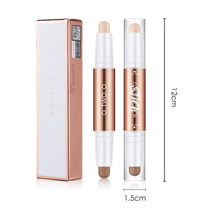 O.TWO.O Double-Headed Contour Stick Waterproof Matte Highlighter Concealer Clavicle Shadow Pen 3D Face Highlighting Makeup Pen