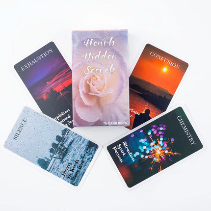 Hearts Hidden Secrets Oracle Deck 10.3*6cm Situations Cards Glossy Twin Flame Deck Feelings Messages Deck 78 Cards