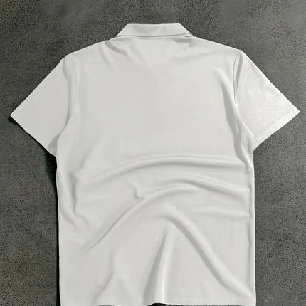 Men's POLO Short Sleeved T-shirt with Casual Style, Standing Up Horse Emblem Pattern Printed Short Sleeved Golf T-shirt