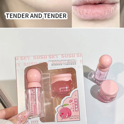 SUSU SKY peach honey jar lip makeup kit moisturizing and nourishing