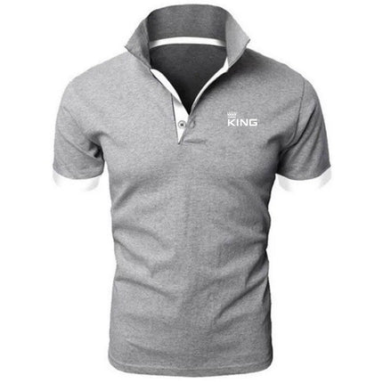 Summer new fashionable men's contrasting polo shirt, breathable short-sleeved casual men's lapel top