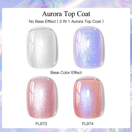 8ml Aurora Glitter Top Coat Gel Nail Polish Pearl Effect Semi Permanent Soak Off UV Gel LED Nail Art Varnish Nail Supplies DIY