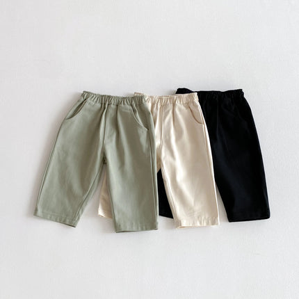 Solid-color casual long pants for boys and girls, baby and children's waisted casual long pants
