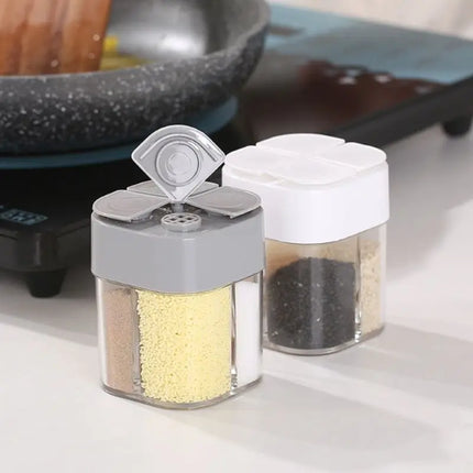 4-In-1 Transparent Spice Dispenser Jar with Lids 4 Compartment Seasoning Container Outdoor Cooking Restaurant Kitchen Containers