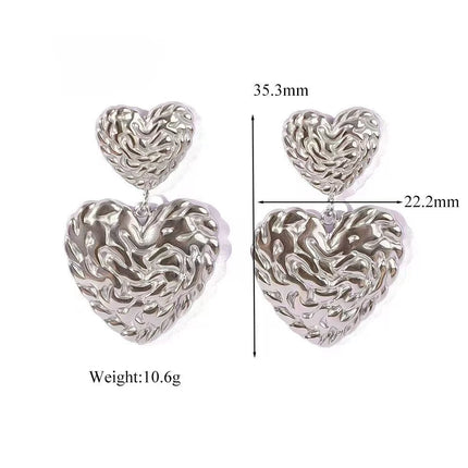 Fashionable elegant waterproof stainless steel bow heart-shaped pendant women's earrings jewelry party wedding 2025 new item
