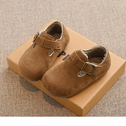 Children Flat Shoes Suede for Winter Kids Moccasins Non-slip Soft Sole 2024 Brand New Boys Girls Leather Shoes Warm Retro Trendy