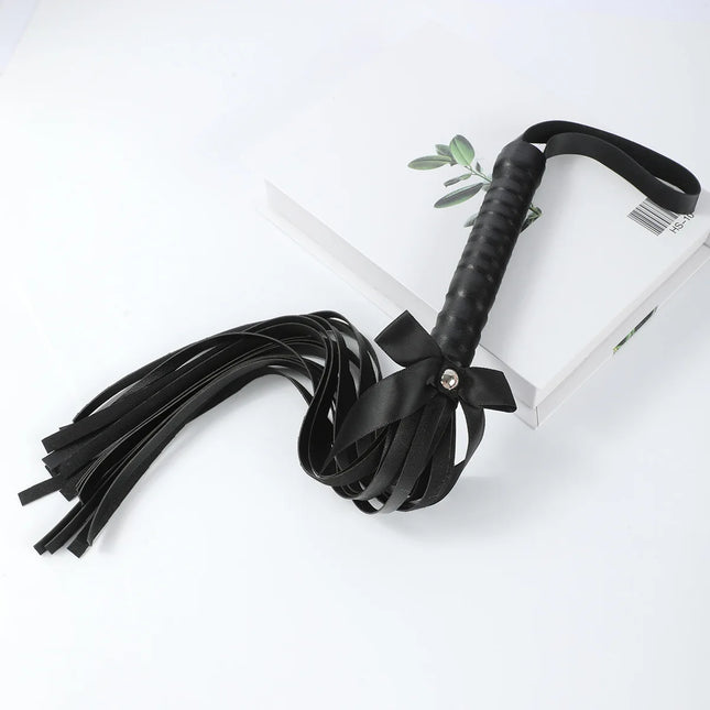 4 Colors Fetish PU Leather Bow Whip Flogger Handle Spanking Paddle Flirting BDSM Adult Game Erotic Sex Toys for Women Couples