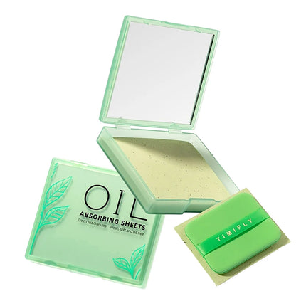 {Winter4} 100 Sheets/Box Oil-Absorbing Paper With Mirror & Puff Portable Oil-Holding Bamboo Charcoal Paper For Makeup