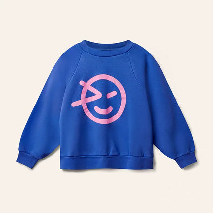 Kids' Fall Winter Long-Sleeve Hoodie, Cute Print Round Neck Sweatshirt, Boys Girls Casual Everyday Top, Comfortable Warm Design