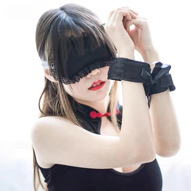 Sexy Lace Eye Mask Blindfold Handcuff Set Couple Exotic Accessories Restraint Adult Games Flirting Outfits Accessories Sex Toy