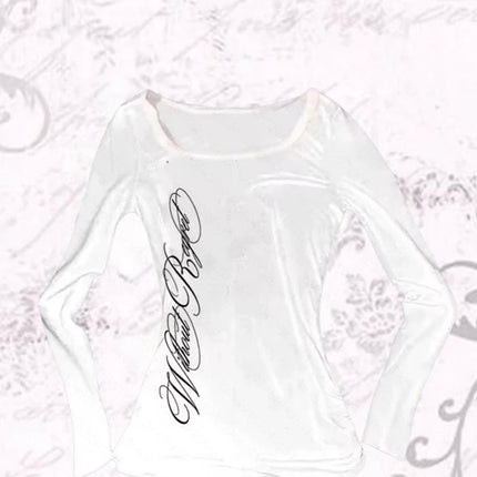 Women's Clothing Y2K Clothes Vintage T-shirts Streetwear Harajuku Graphic Print T Shirts Loose Long Sleeve Tee Tops