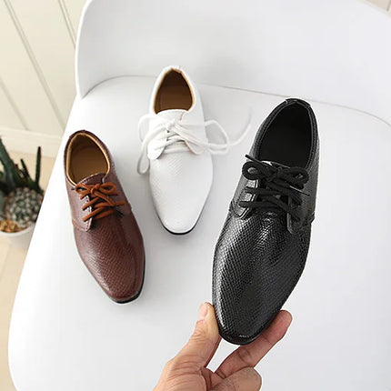 Iawesome Boys Leather Shoes Kids Flats Lace-up Children's Wedding Shoes For Toddlers Boy Big Boys Fashion For Performance