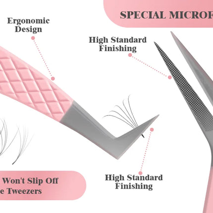 MAYOOC Eyelash Tweezers With Fiber Tips Stainless Steel High Precision Tweezer Volume Fans lash Tweezer Makeup Tools Custom Logo