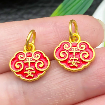 10/15pcs Antique & Sand-Gold Alloy Pendants for Wealth, Prosperity, and Good Fortune. DIY Chinese-style Charms for Bracelets