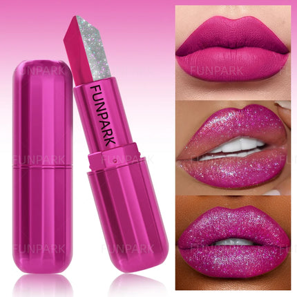 1PC Sexy Glitter Two-tone Lipstick Matte Lipsticks Cosmetics Easy to use Lip Tint Makeup Lip Rose Red High Pigment Lip Glaze
