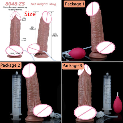 SXXY 8 Styles Double Layer Soft Silicone Squirt Dildo Strong Suction Cup Realistic Ejaculating Butt Plug анальная пробка Sex Toy
