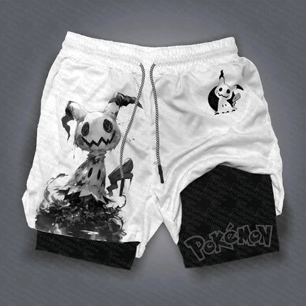 Pokémon Game 2-in-1 Shorts Summer/Autumn Men's and Women's New Joint Sports and Fitness American Trend Double-layer Shorts