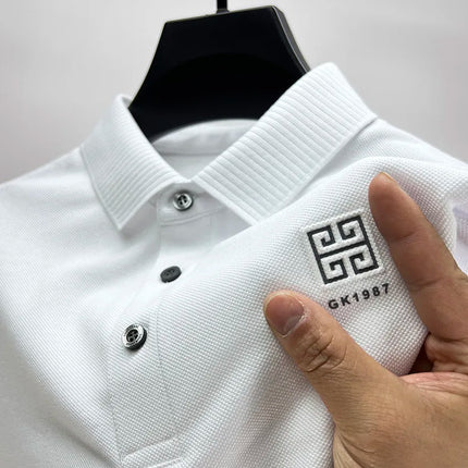 100% Cotton Breathable Polo Shirt, Short Sleeve Men's Branded T-shirt 2023, Summer High-End Embroidered Casual Loose Polo Shirt for Men