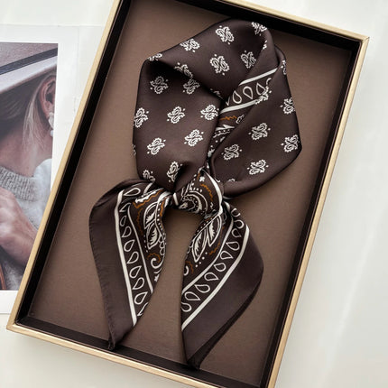 Luxury Square Scarf For Women Ladies Paceley Hijab 70*70cm Elegant Neckerchief Bandanas Soft Stain Faux Silk Scarves Shawl Warps