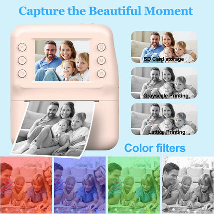 Kids Camera Instant Print,1080P Kids Instant Cameras that Print Photos,Christmas Birthday Gifts for Girls Age 3-12,Portable Toy for 3 4 5 6 7 8 9 10 Year Old Girls Boys Pink