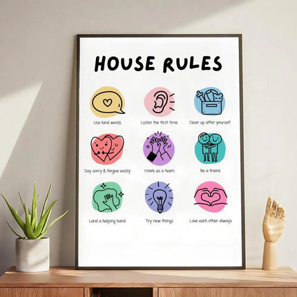 house rules Poster Modern and Elegant Wall Stickers for Home Decor Living Room Dormitory Wall Art