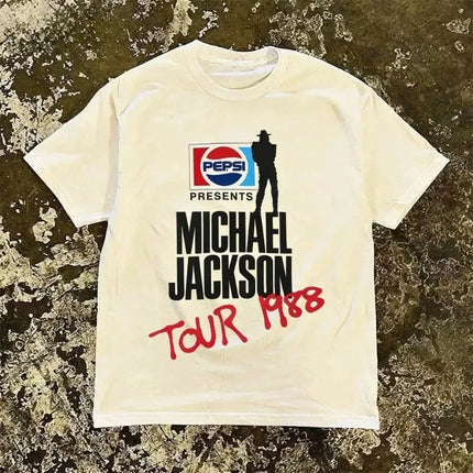 2026 New Michael Jackson Tour 1988 Printed American Breathable Comfortable High-Quality Streetwear T-Shirt