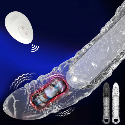 Penis Sleeve Extensions Condom Male Enlargement Delay Vibrators Clits Massager Cock Ring Vibrating Penis Cover Sex Toys For Men