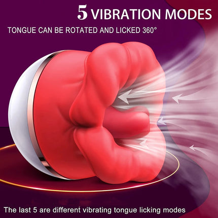 1pc Rose Red Lips Vibrator Vagina Tongue Clitoral Stimulator g-spot Massager Female Masturbator Adult Erotic Products - VIBRATEUR