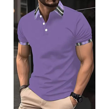 Summer Men's Golf Striped Pattern Polo Short-sleeved Polo Shirt Collar Shirt Business Casual Outdoor 3d Printed Geometric Polo