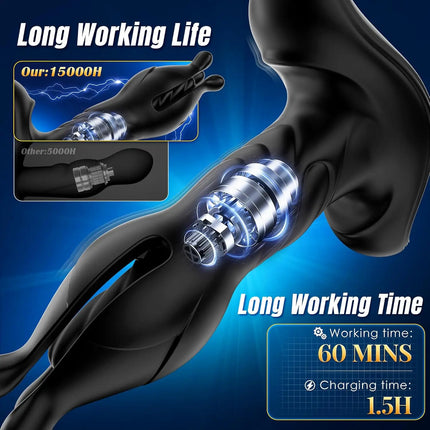 Prostate Massager Anal Vibrator Male Sex Toys for Men Anal Plug 9 Tension Shock Flapping Thrusting Vibrating Butt Plug