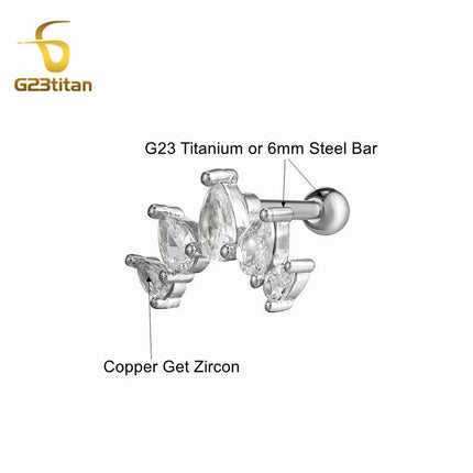 1pc Ear Cartilage Helix Earring 16G G23 Titanium Custom Barbell Screw Back Stud Earring Hypoallergenic Piercing Body Jewelry