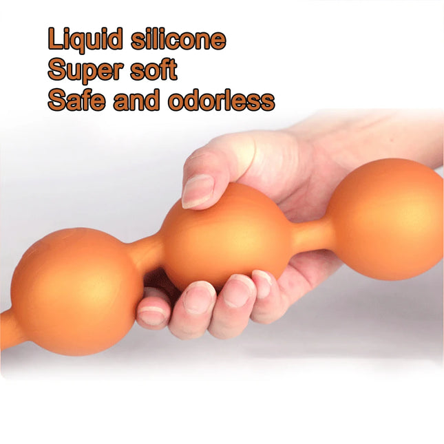 Huge 9 Ball Anal Plug Tail Sex Toys For Men Women Anal Dilator Soft Butt Plug with Tail Anal Beads Sex Party Erotic Toy Buttplug