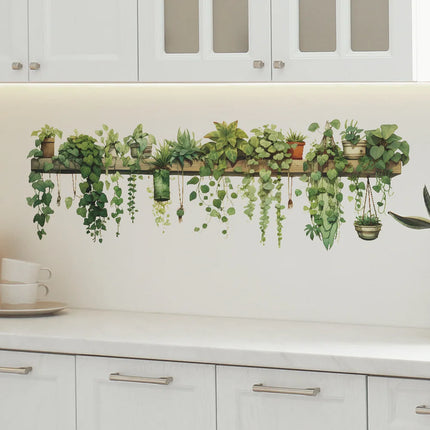 Green Leaves Plant Branch Wall Stickers Bedroom Living Room Background Wall Decoration Home Decor PVC Mural Art Decals Wallpaper
