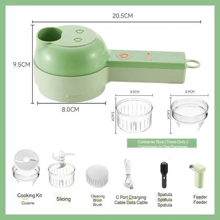 USB 4-in-1 Electric Vegetable Cutter, Peeler & Slicer, Handheld Wireless Garlic Cutter, Food Chopper, Home Kitchen Meat Grinder
