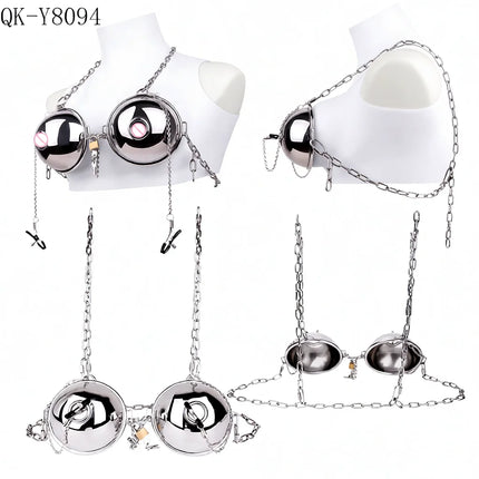 QKKQ Breast Cover With Nipple Clamp Nipples Covers Female Chest Hood Harness Hollow Breast Clip Milk Clips Bondage BDSM Sex Toys