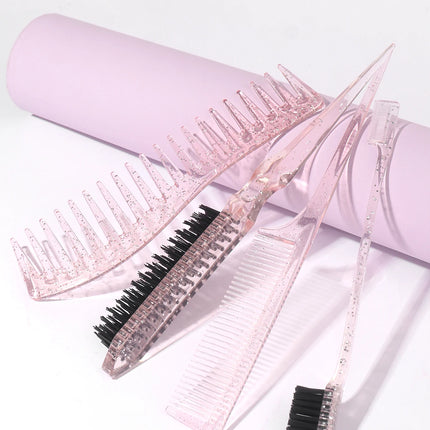 4pcs/1pcs crystal double-sided edge control hair comb hairstyle hair brush accessories new brush comb Special for real hair wigs