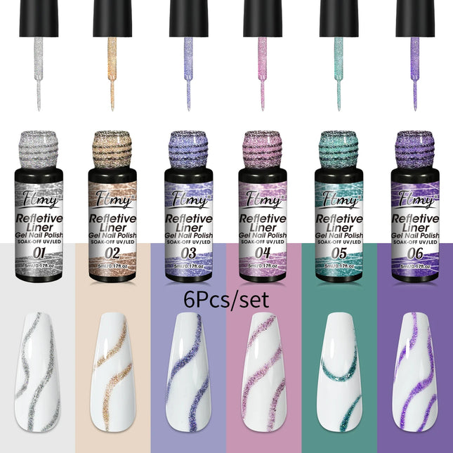 Nail Art Polish Set Gel Liner Nail Art Kit For Nail Design Polish Gel Art Paint For Nail 6 Colors Black White Gel Nail Polish So