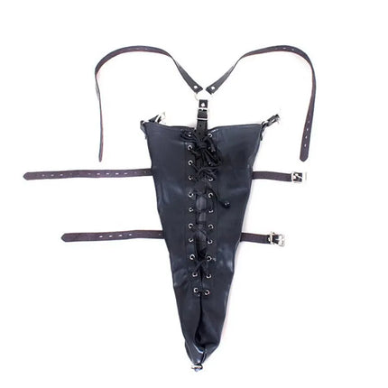 Sexy SM Restraint Arm Binder Behind Back Straight Jacket Leather Armbinder Slave Lockable Bondage Shoulder Straps Club Role play